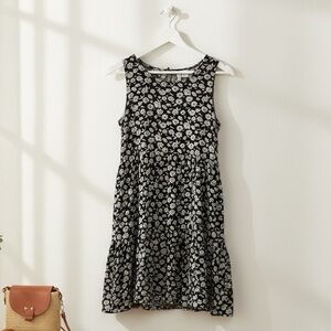 NWT American Eagle Tie-Back Midi Dress Black Floral Size S